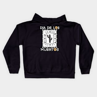 Día De Los Muertos - White and Orange - Papel Picado - Black Cactus Kids Hoodie